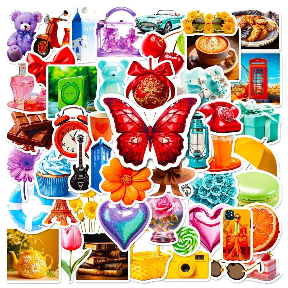 Pacote de adesivos Rainbow Dopamine Anime, vinil impermeável, 50 unidades