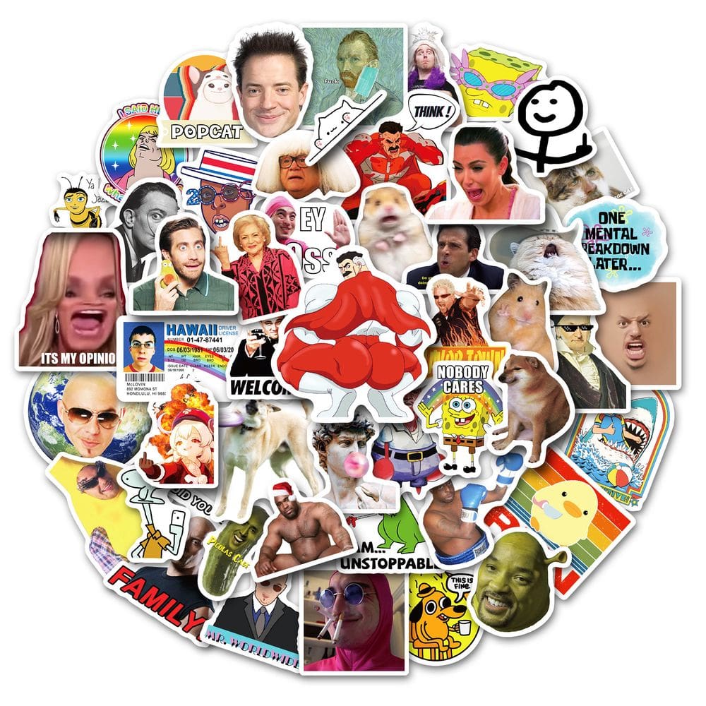 Pacote de adesivos Funny Emoticon Anime, vinil impermeável, 50 unidades