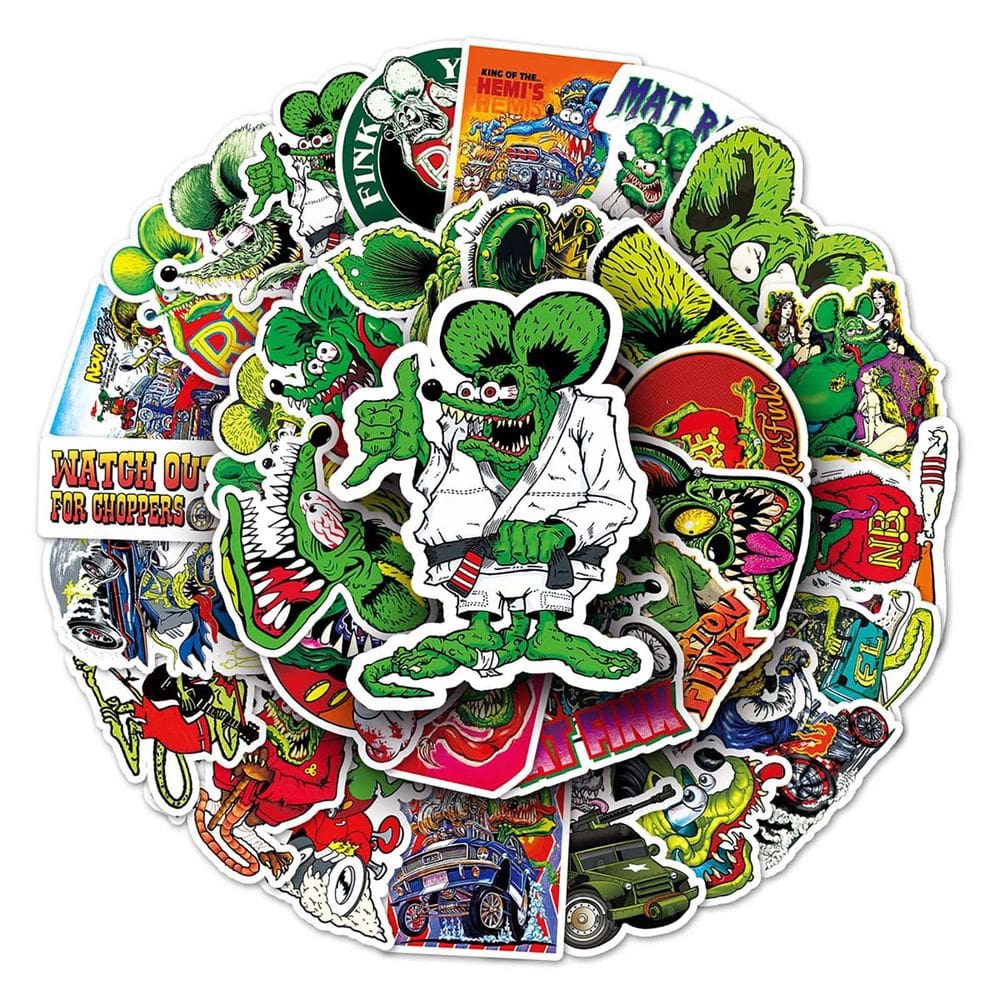 Pacote de adesivos Rat Finks Anime, vinil impermeável, 50 unidades