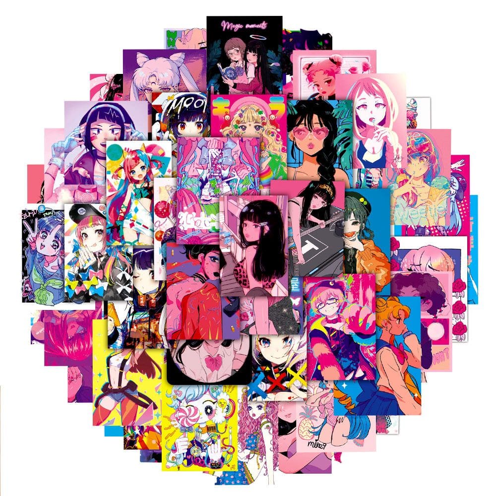 Pacote de adesivos com ilustrações de animação japonesa, 50 unidades