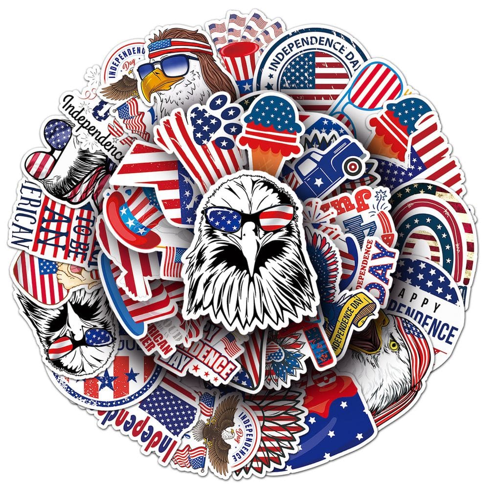 Adesivos American Independence Day Anime 50 peças de PVC impermeável