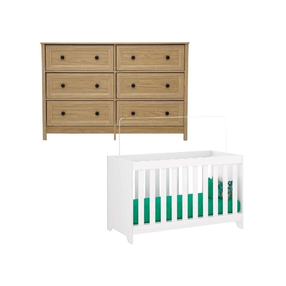 Berço Multifuncional 3x1+ Cômoda Ditália 6 Gavetas