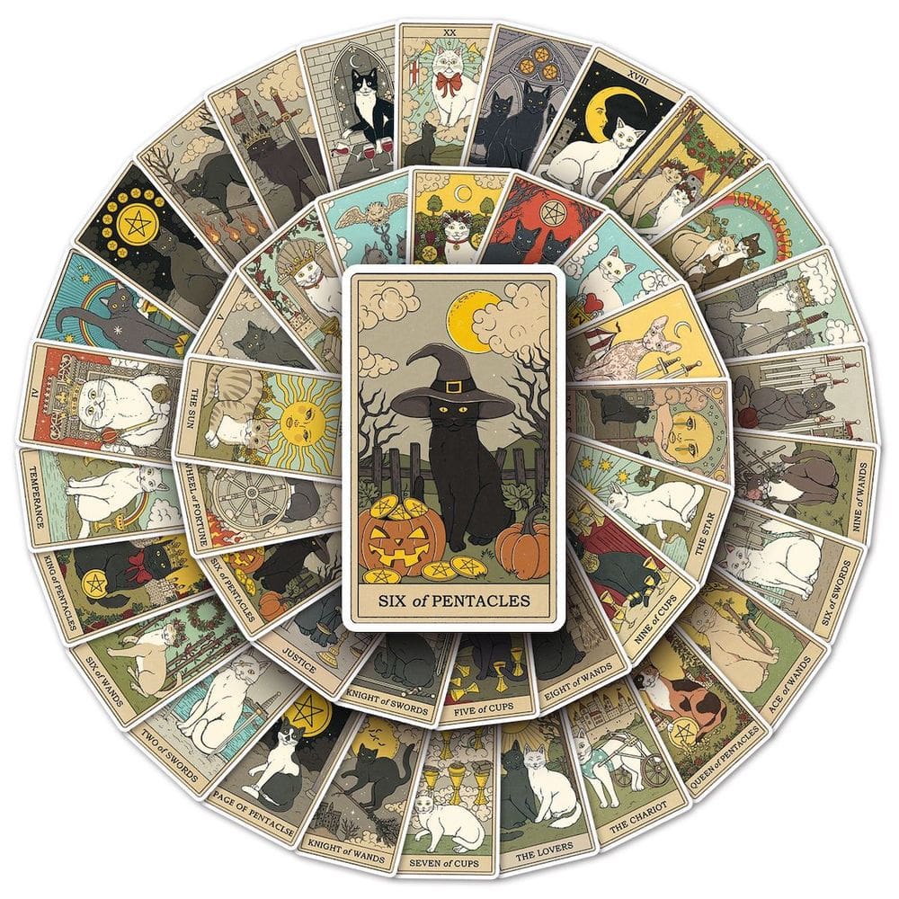 Adesivos Kitten Tarot Card Anime 78 peças de PVC impermeável