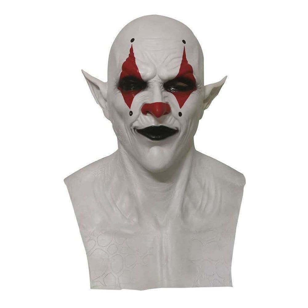 Traje de cosplay de látex de látex de palhaço branco assustador da Mask Diablos