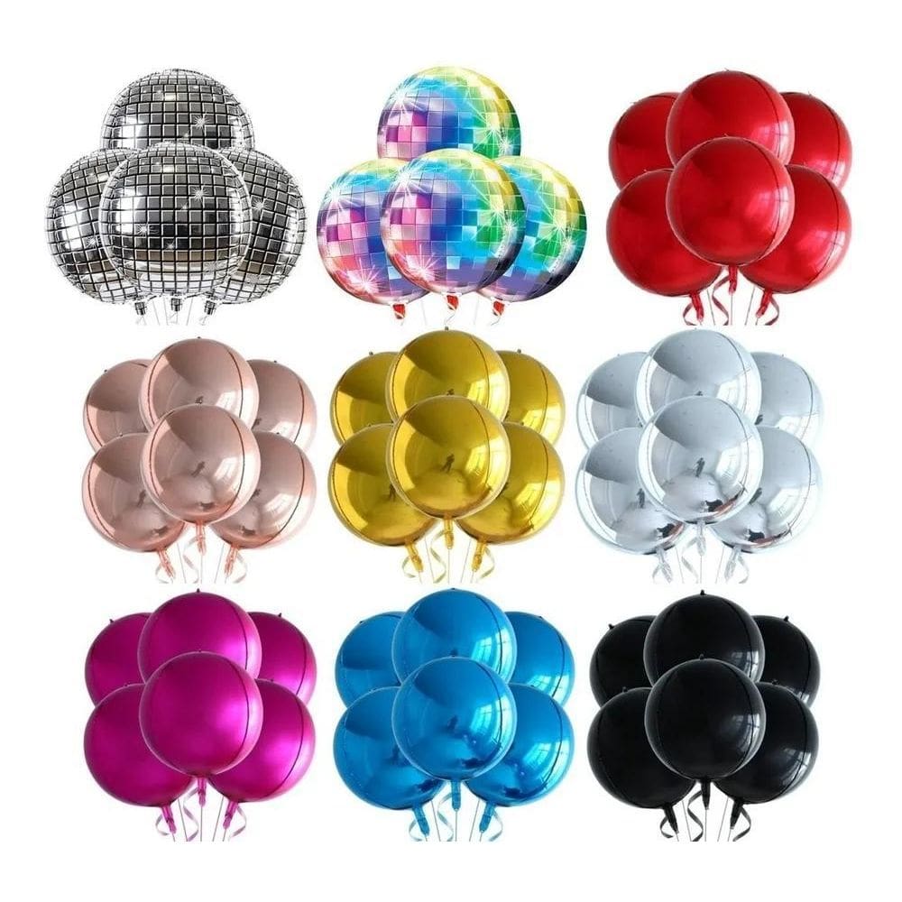 2X 10 Balões Metalizado Globo Grande 55Cm Decoração Festa Ba