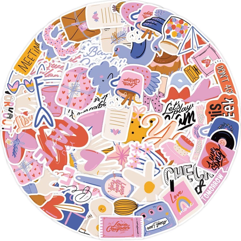 Pacote de adesivos de anime de Dia dos Namorados, 50 unidades de desenho animado de 4-8 cm