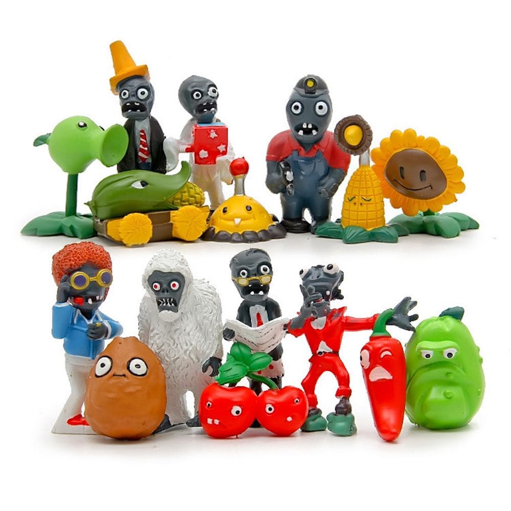 Coleção de brinquedos de figuras de anime Plants Zombies 16 unidades de 5-7,5 cm