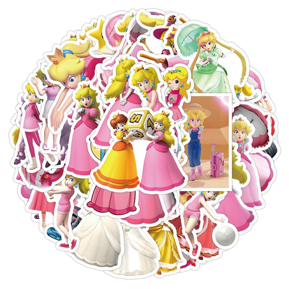 Adesivos Princess Peach Anime 50 peças de PVC impermeáveis