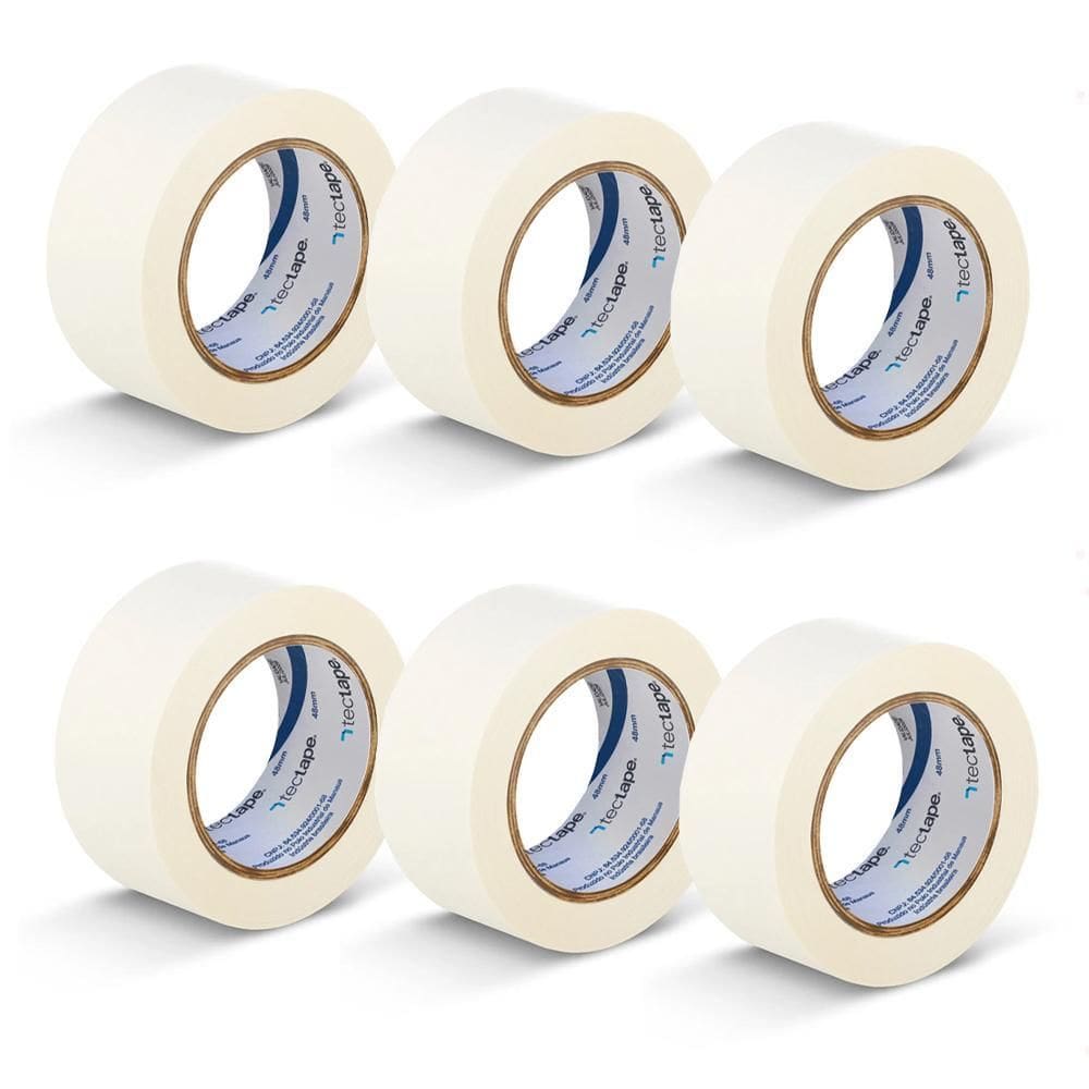 Kit 6 Fita Crepe Uso Geral Pintura 48Mmx50M Bege Tectape