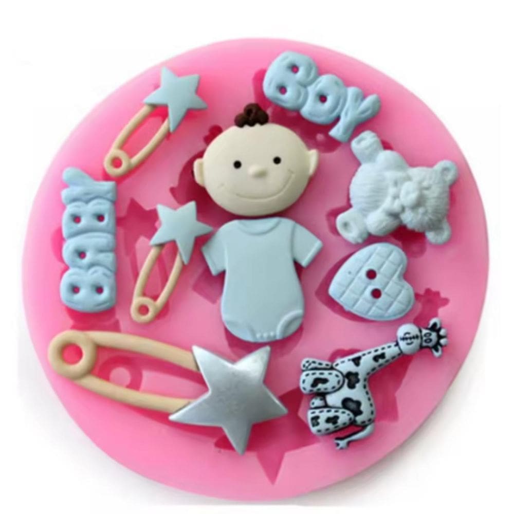 Molde Silicone Bebe Menino Cha Revelaçao Nenem Baby Fondant