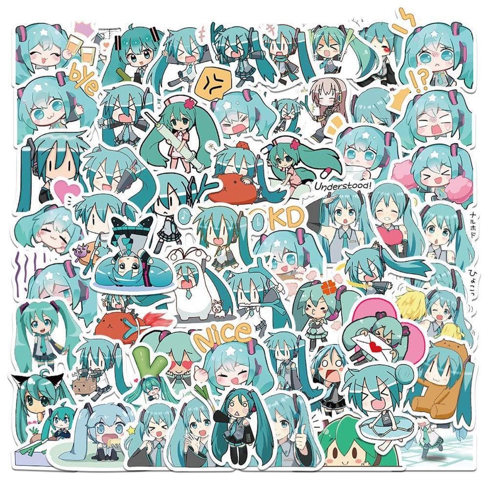Adesivos Hatsune Mikus Anime 65 peças de PVC impermeáveis 4-6 cm