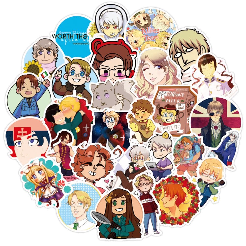 Adesivos Hetalias Anime Cartoon 50 unidades de PVC impermeável