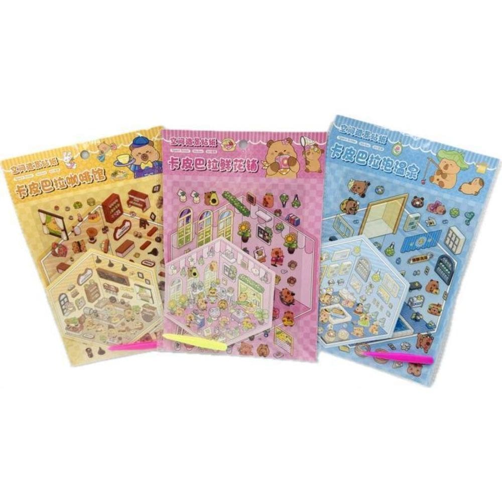 Adesivo Cenário Capivara Com Pinça, 19 X 26 Cm Kit Com 2