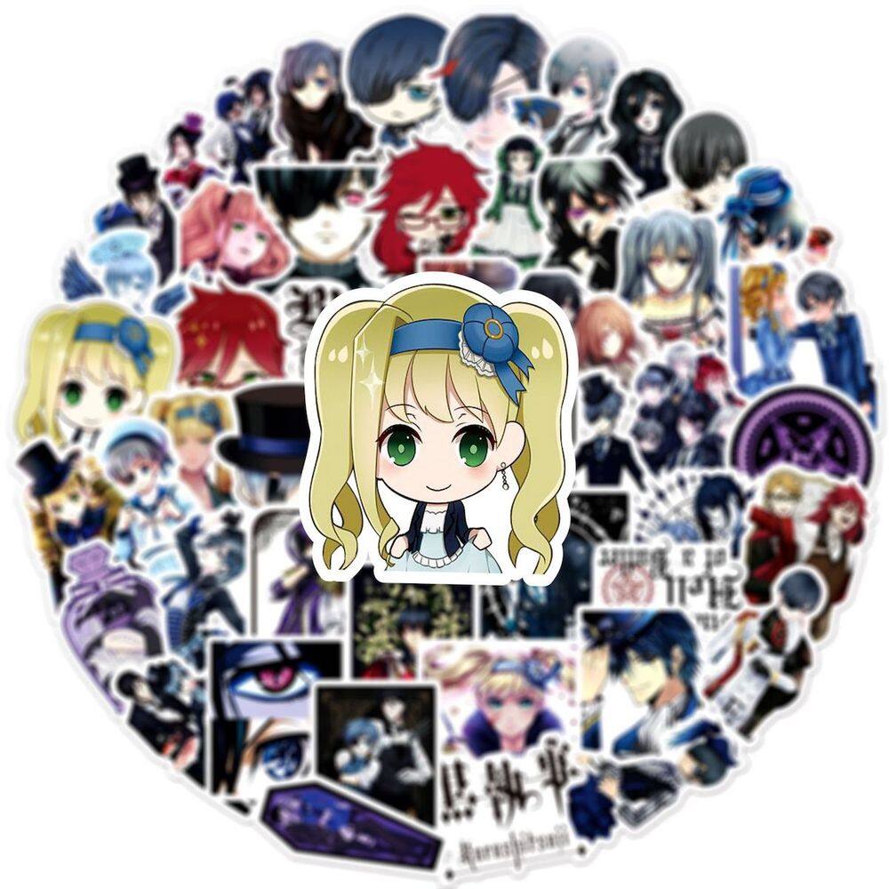 Adesivos Black Butler Sebastian Anime 50 peças de PVC impermeável