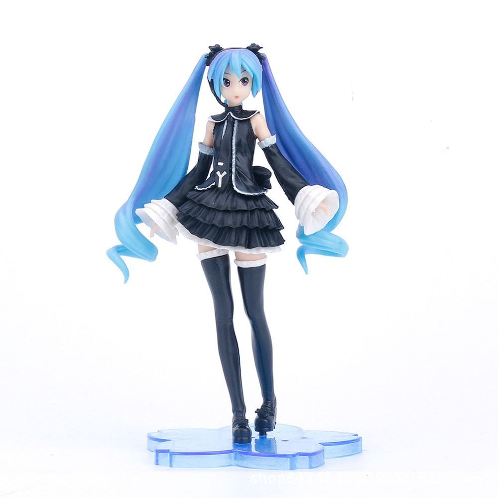 Coleção de brinquedos de figuras de anime Hatsune Miku Blue Hair 8,5 cm