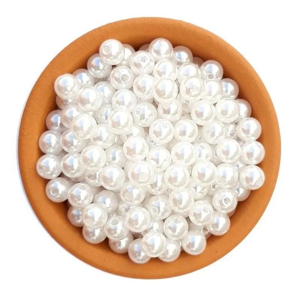 2X Perola Abs 8Mm Com Furo Pacote 500 Gramas Full Cor Branc