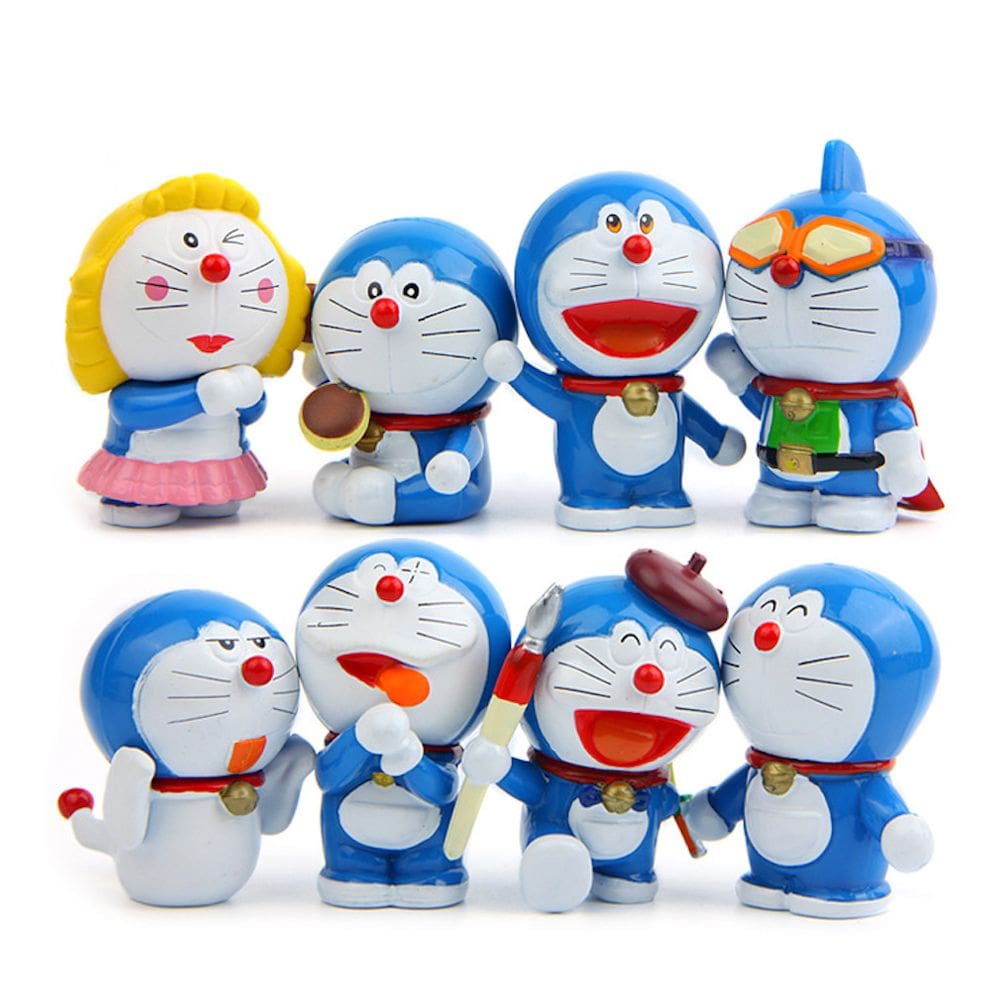 Coleção de brinquedos de figuras de anime Doraemons Nobita, modelo de 8 unidades