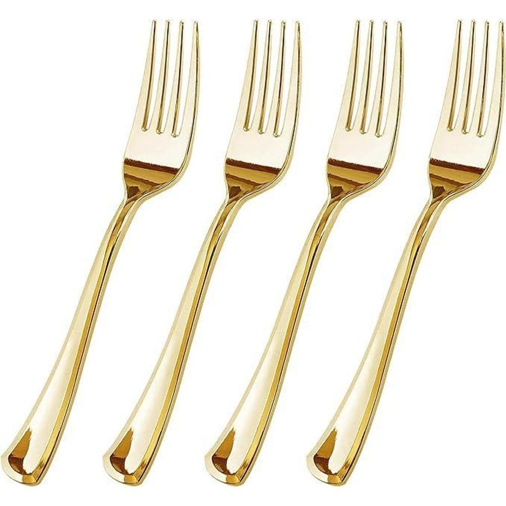Kit 40 Garfos 18,5Cm Descartáveis De Luxo Em Plástico Gold