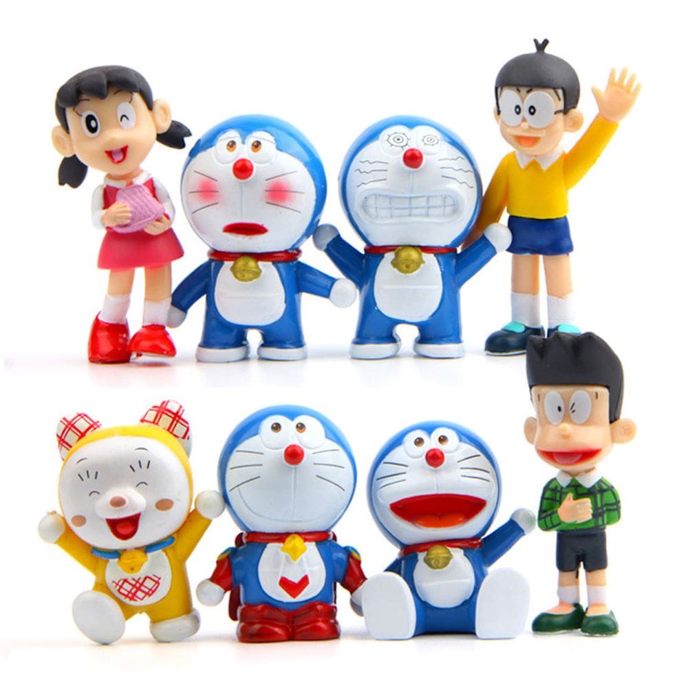 Coleção de brinquedos de figuras de anime Doraemons Nobita, modelo de 8 unidades