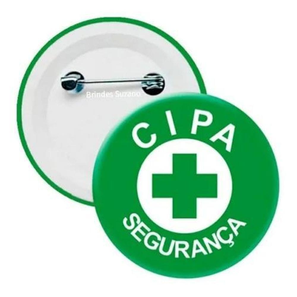 2X Kit 10 Bottons Broche Cipa Segurança Do Trabalho 3,5Cm Co