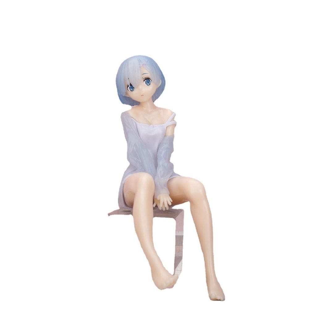 Figura de anime sentada em rem começando vidas em outros mundos