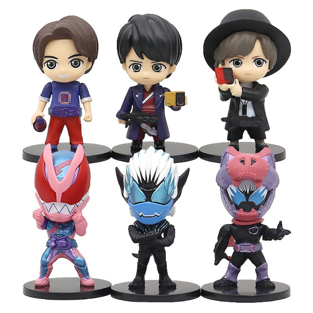 Coleção de brinquedos de figuras de anime Model Decorat Kamens Riders 6 unidades
