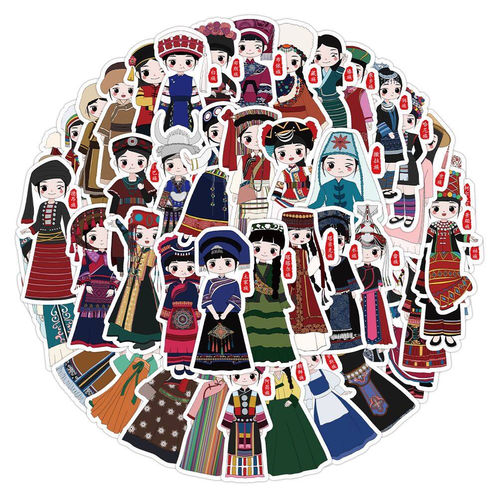 Adesivos 56 Ethnics, vinil impermeável, anime, 60 unidades/lote, 5-7 cm