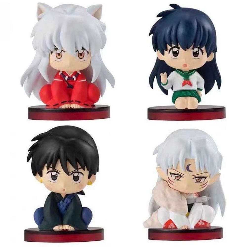 Coleção de brinquedos de figuras de anime Inuyasha, 4 peças, decoração de modelos