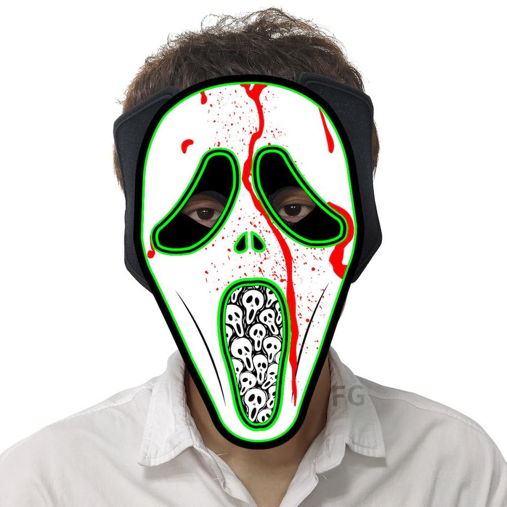 Máscara de látex de Halloween EL Voice Luminous Carnival para carro