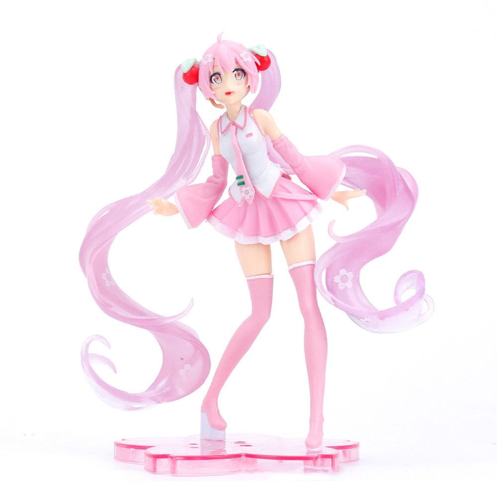 Coleção de brinquedos de figuras de anime Hatsune Miku Pink Girl 13x17cm