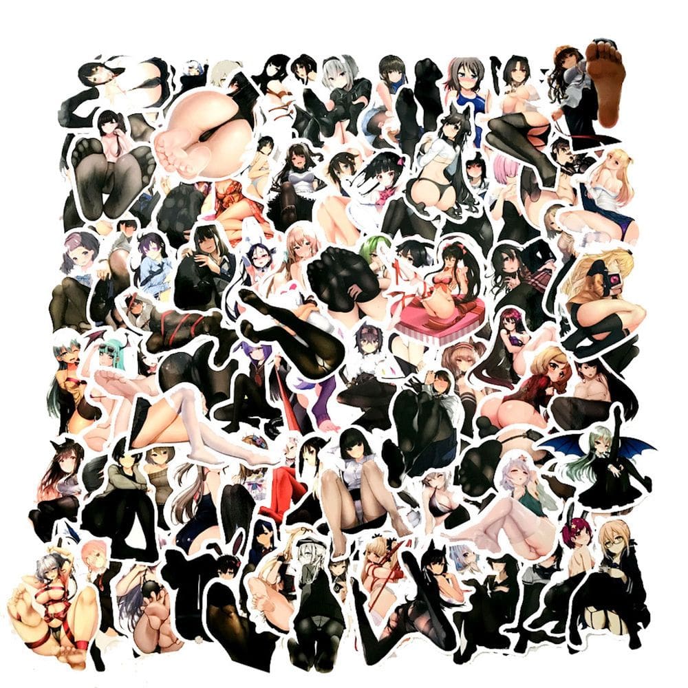 Pacote de adesivos Beautiful Feet Hentai Anime 100 unidades