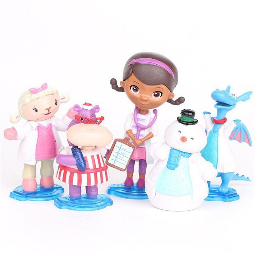 Coleção de brinquedos de figuras de anime Docs McStuffins Little Girl, 5 unidades