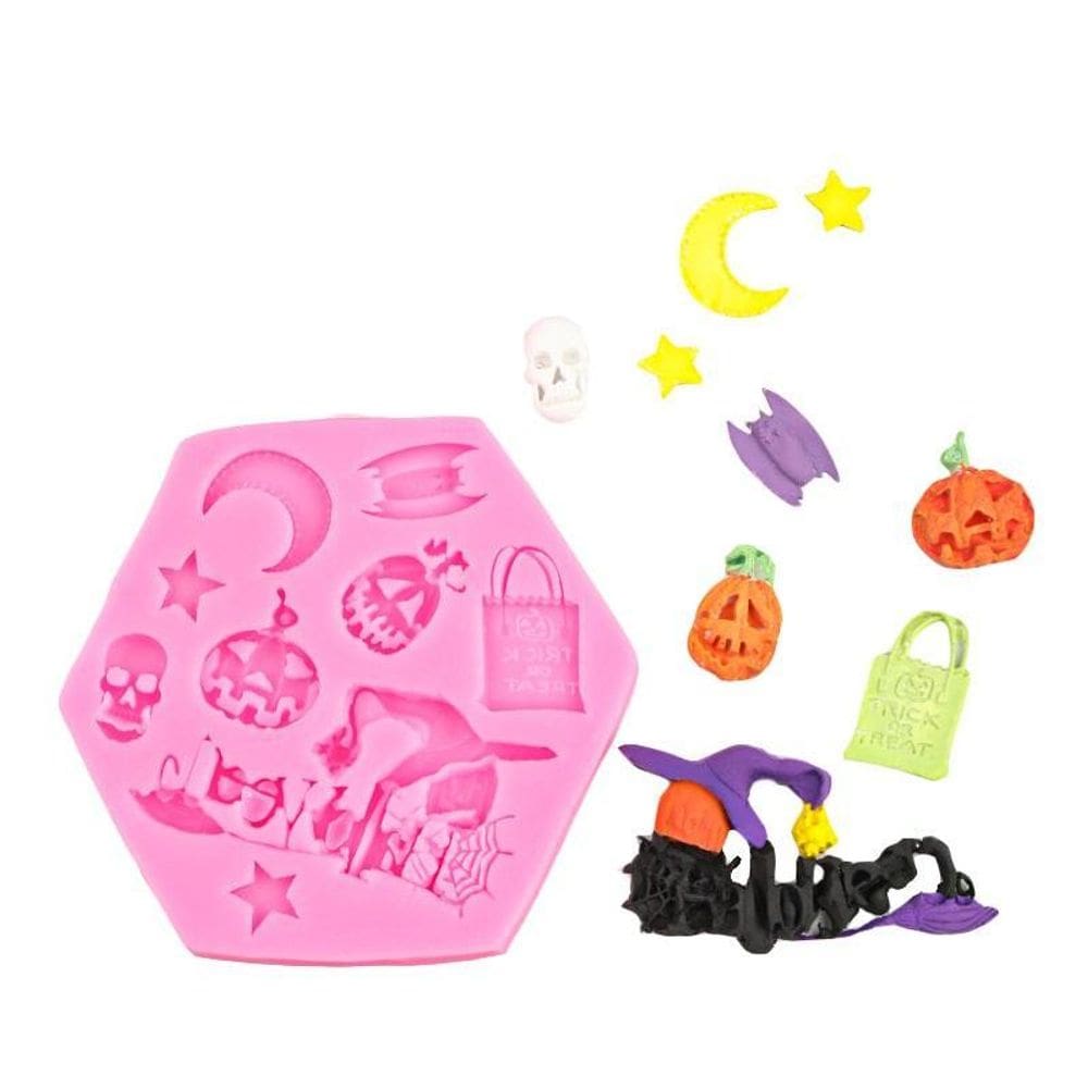 Molde Silicone Halloween Bruxa Abobora Caveira Haloween