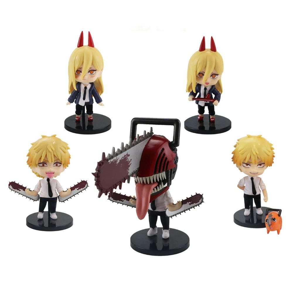 Coleção Figure Toy: Chainsaws Mans Anime, 5 unidades