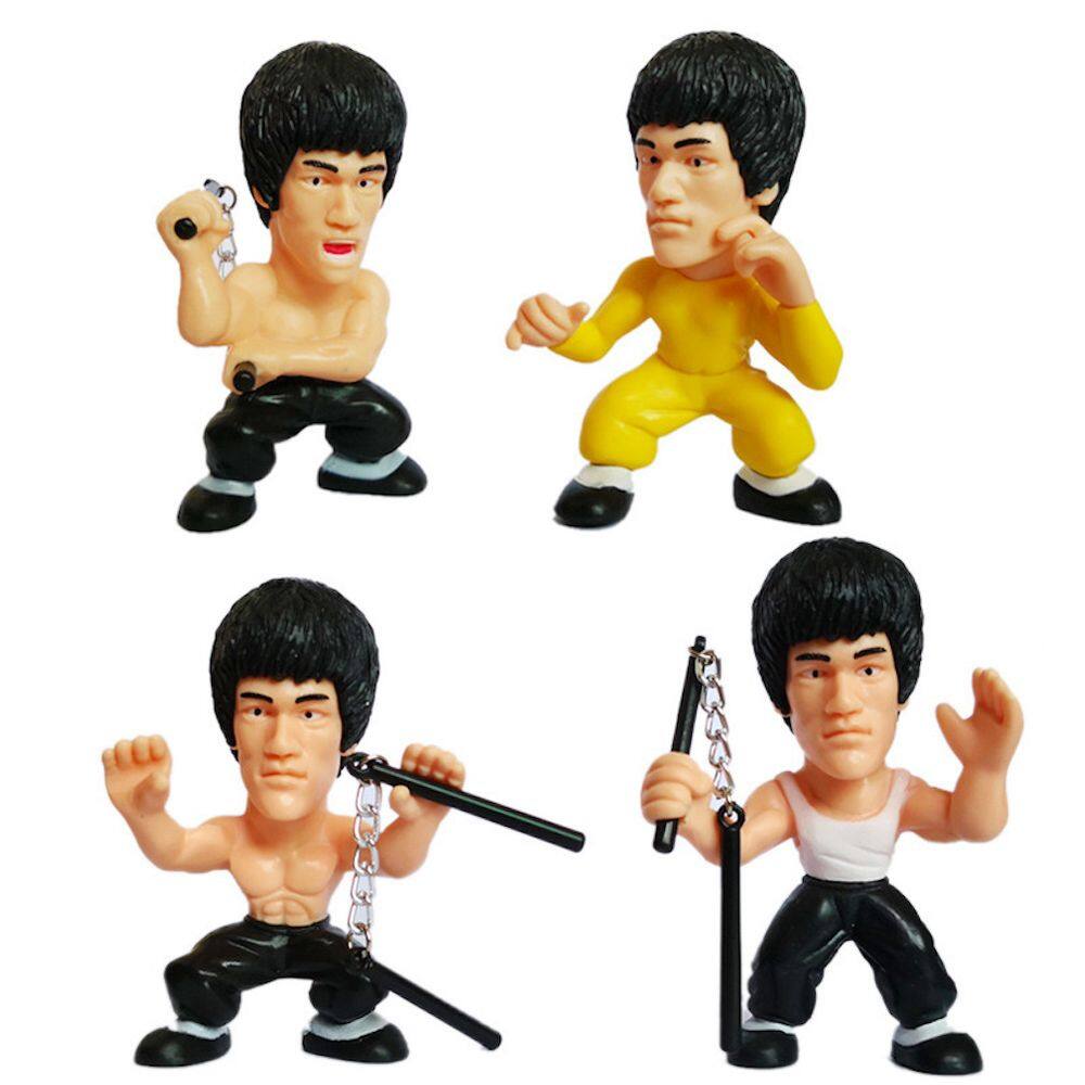 Coleção de brinquedos de figuras de anime, modelo Bruce Lee, 4 unidades