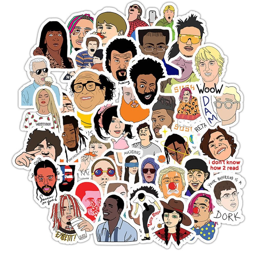 Pacote de adesivos Meme Funny Anime, 50 unidades, 5-8 cm, à prova d`água