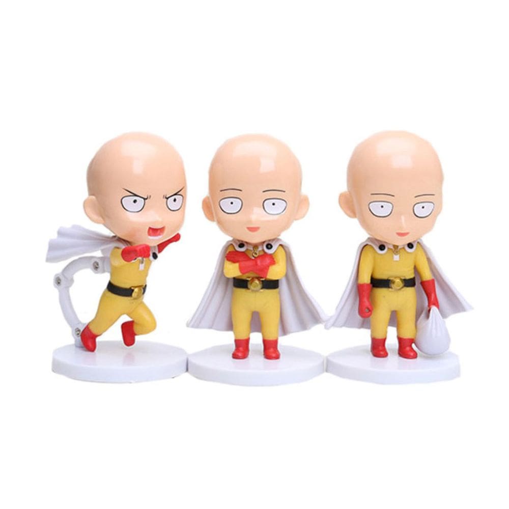 Conjunto de bonecos de ação Ones Punchs Mans Saitama Sensei x3 - 10cm