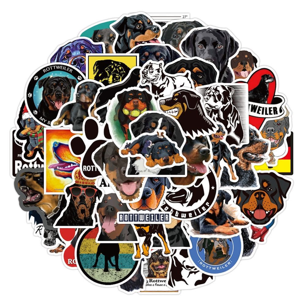Adesivos Rottweiler Dogs Anime, pacote de 50 unidades, 5-8 cm, impermeáveis