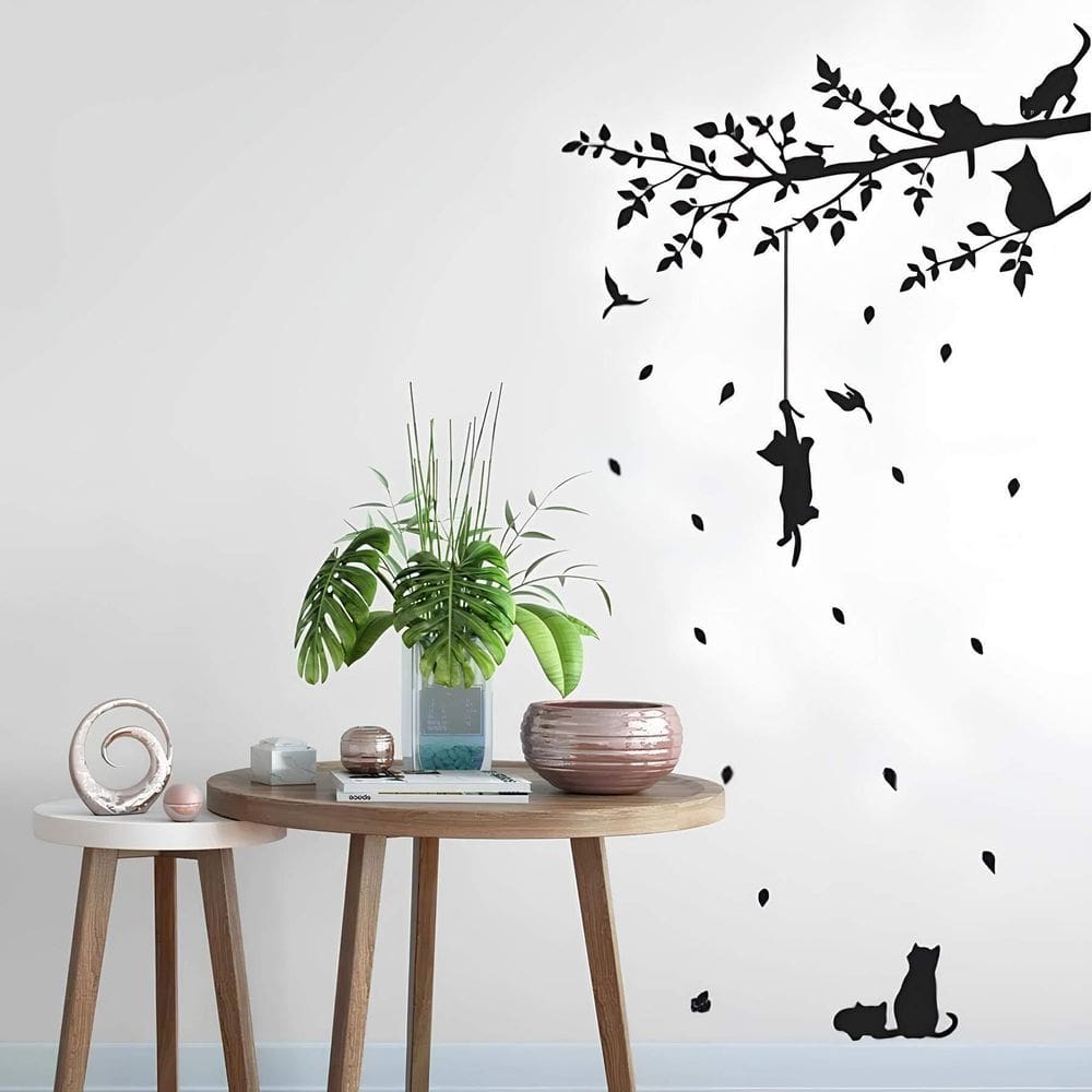 Adesivo De Parede Arvore E Gato