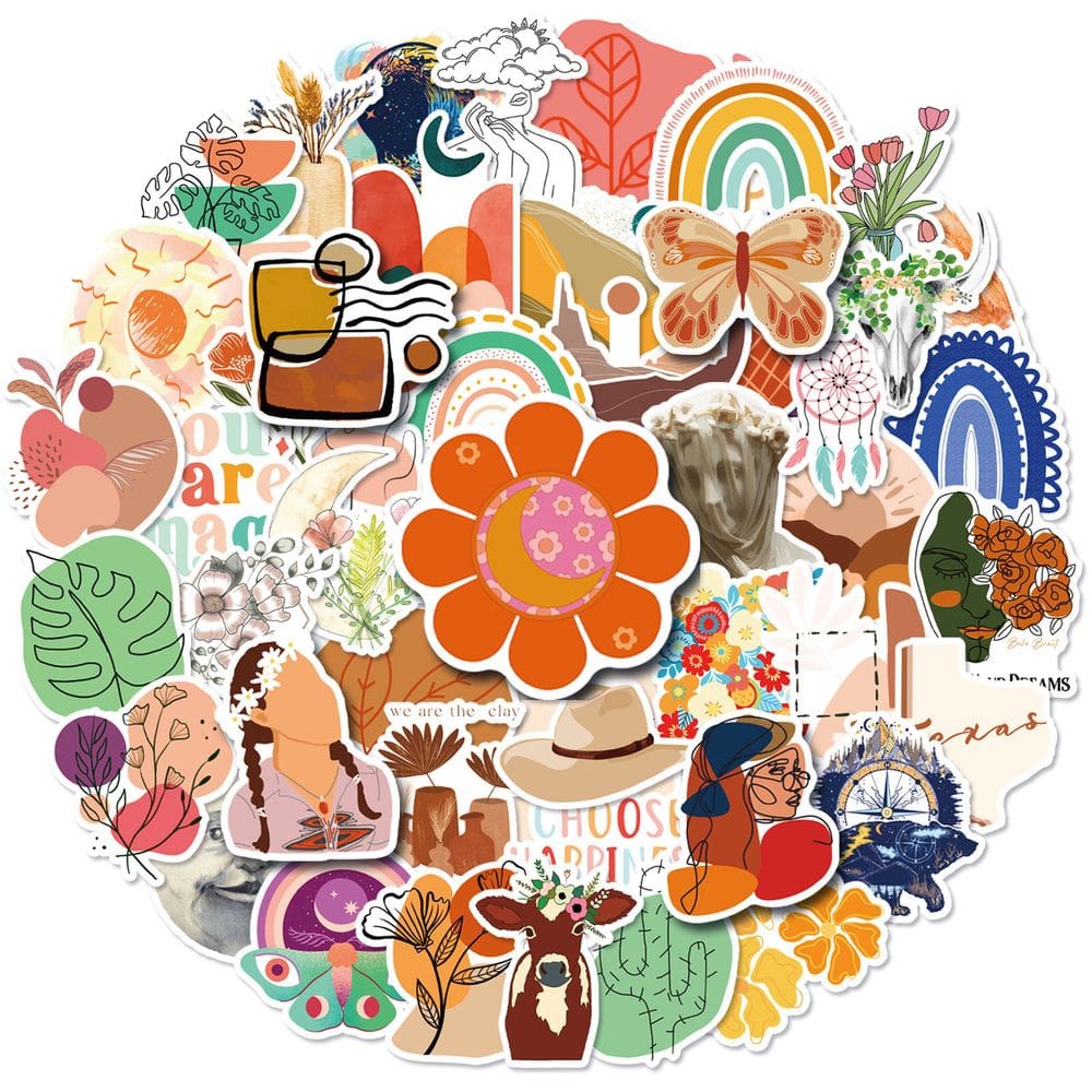 Pacote de adesivos Boho Style Bohemian Morandi 50 unidades