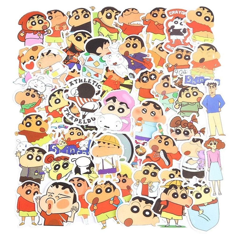 Pacote de adesivos Shins Chans Anime, 50 unidades para carro, laptop e telefone