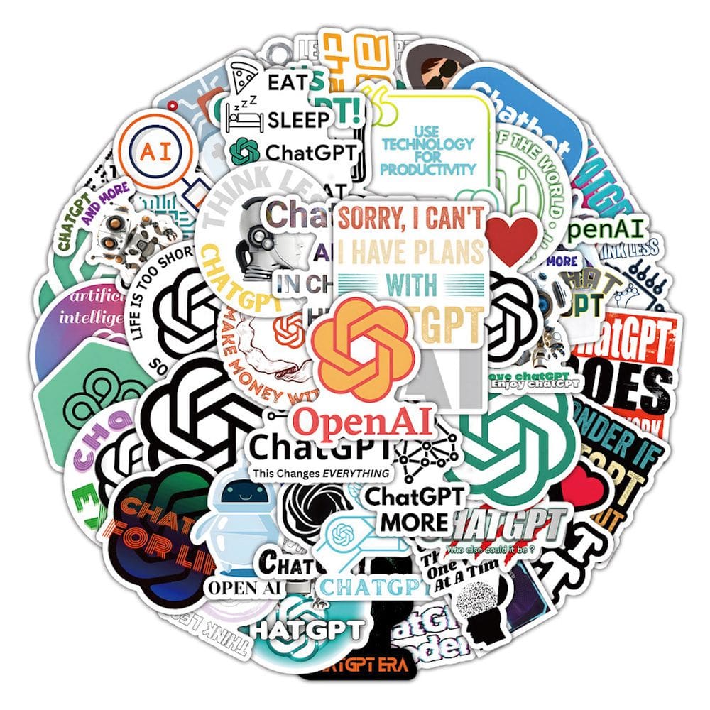 Pacote de adesivos Chatgpts abre um carrinho decorativo Ais Anime de 50 unidades