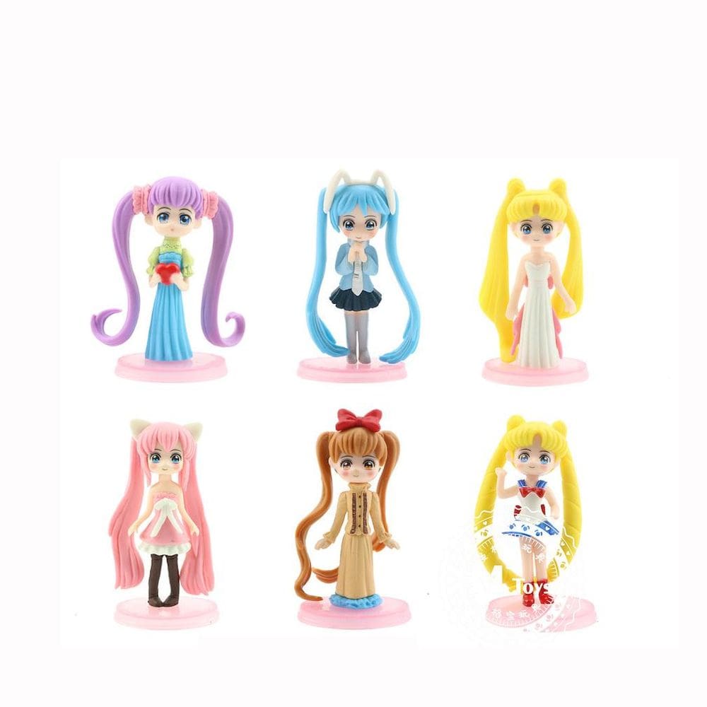 Coleção Figure Toy, 6 peças de boneca de anime Sailors Moon, 7,5 cm