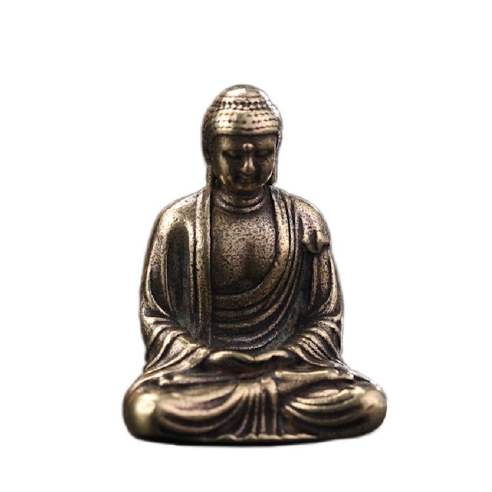 Enfeite de assento meditando em cobre com estátua de Buda 3,5 x 2,6 cm