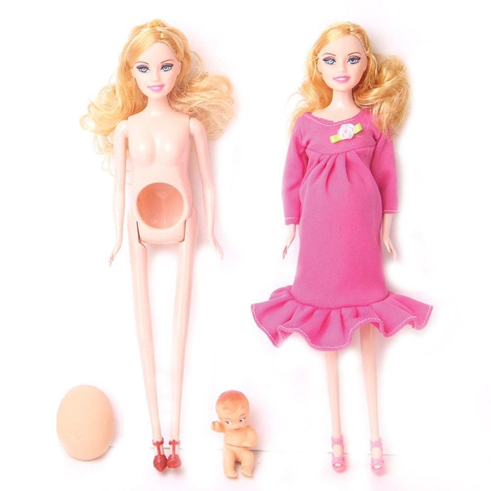 Figura: Brinquedo, mãe grávida e bebê, 29cm, PVC, multicolorido