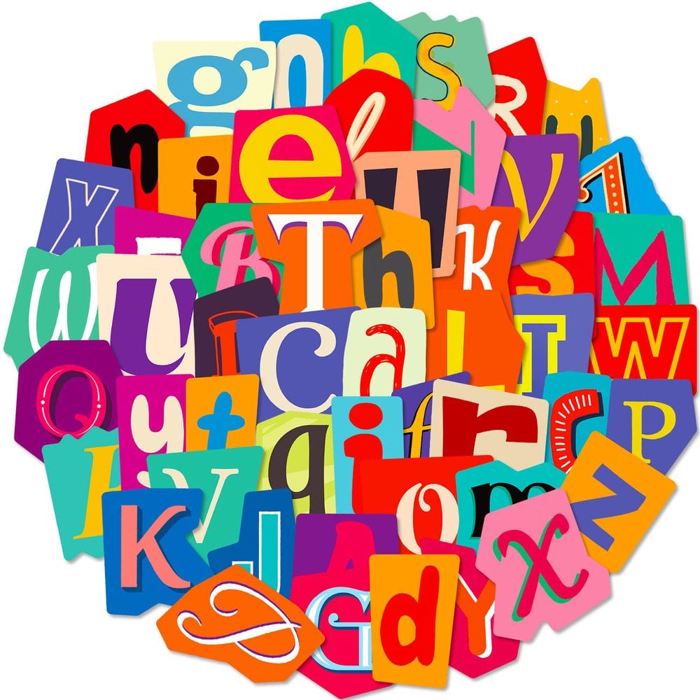 Pacote de adesivos, anime, alfabeto inglês, vinil impermeável, 50 unidades