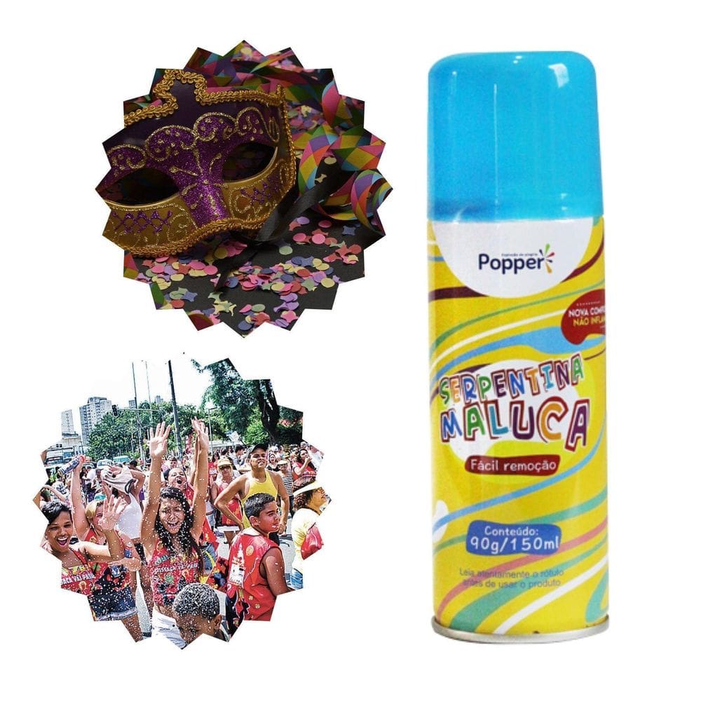 2 Serpentina Em Spray Amarela Alcança 5 Metros Diversão Top