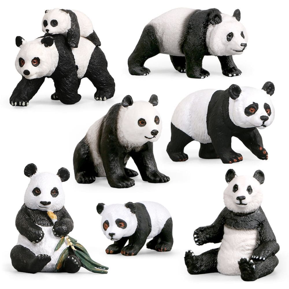 Coleção de brinquedos Artificial Panda Figure, 8 peças e 10 cm