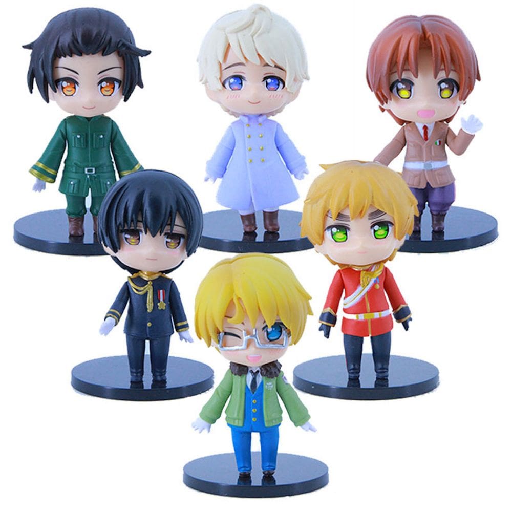 Coleção de brinquedos de figuras de anime Axis Powers Hetalia 6 unidades