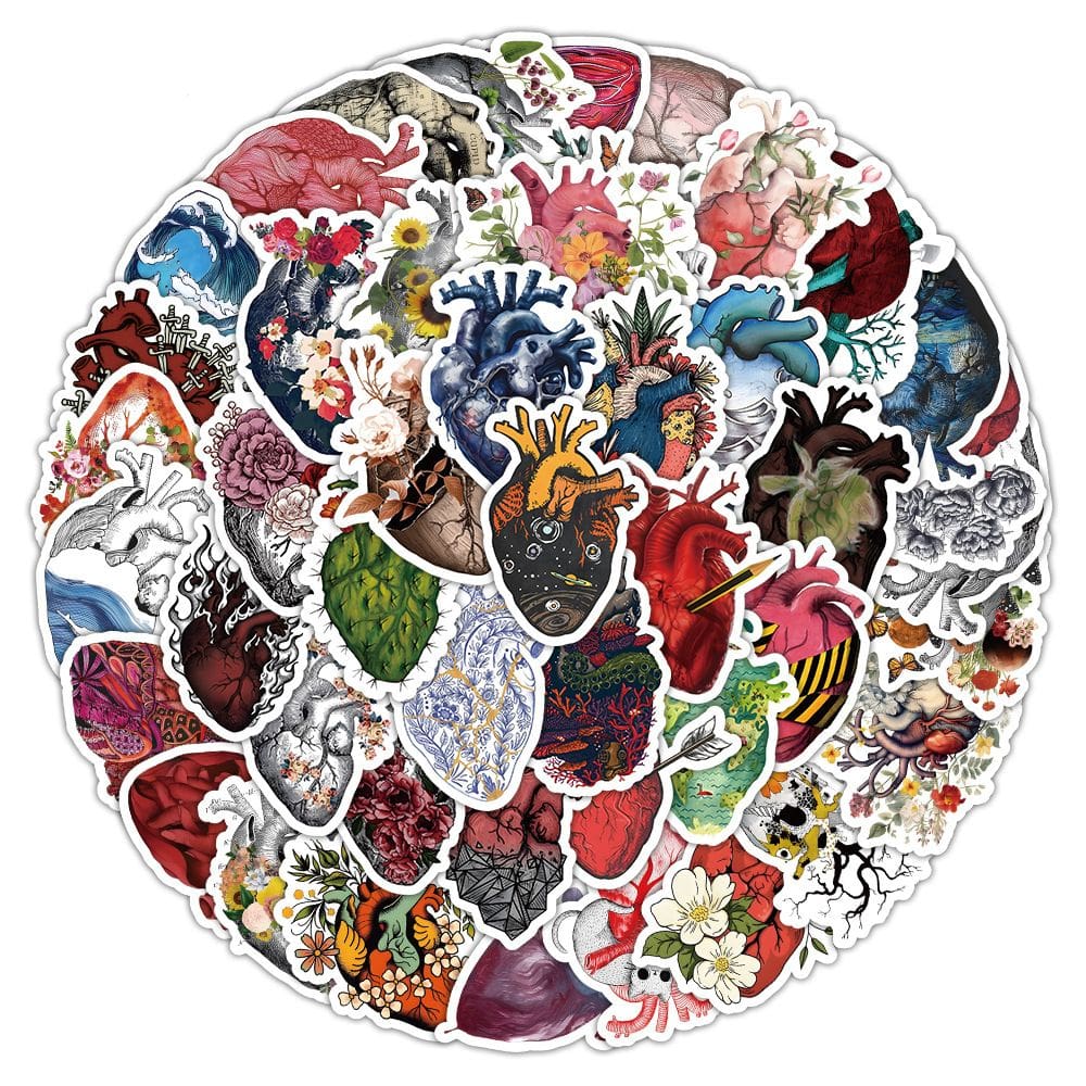 Pacote de adesivos: vinil impermeável de anime chocante em forma de coração